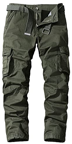Digralne Cargobyxor för Herr Utomhus Militärbyxor Armé Bomull Arbetsbyxor Jaktbyxor Med Många Fickor Rangerbyxor, Armégrön, M