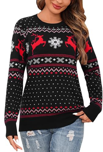 Bresdk Maglioni Natalizi Donna Invernali Maglia Natale Maglione Natalizio | Coppia Ugly Christmas Sweater a Manica Lunga