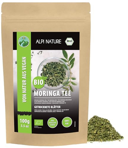 Alpi Nature Moringa BIO Tisane 100g, bio Moringa Feuilles Séchées et Coupées, Thé en Vrac