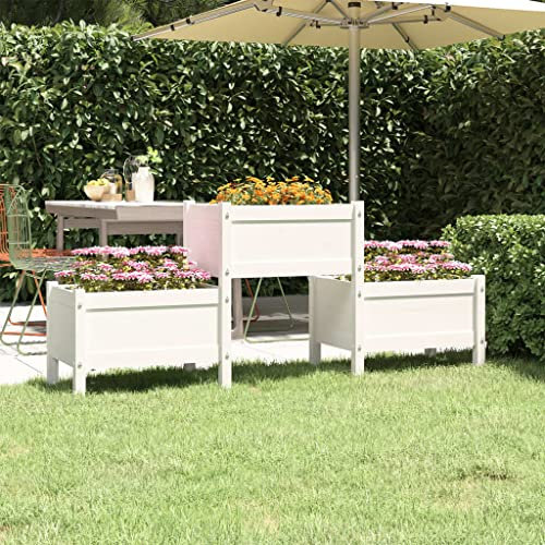 homiuse Pot de fleurs en pin massif - Blanc - 178,5 x 44 x 75 cm - Grand bac à fleurs d'extérieur - Hauteur - XXL