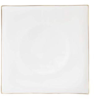 Vaisselle Assiettes à dîner blanches Assiettes en porcelaine à rebord doré Assiettes de service carrées Plats à déjeuner Repas en famille (Couleur : Blanc 10 pouces) little surprise