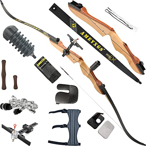 wolfman Recurvebogen Set Erwachsene 66/68/70 Zoll 12-40 lbs Recurve Bogen Set Praxis Bogen Wettbewerb Bogen Jagdbogen für Bogenschießen Club Schießwettbewerb Rechtshänder(Schwarz Typ A, 70/28Lbs)