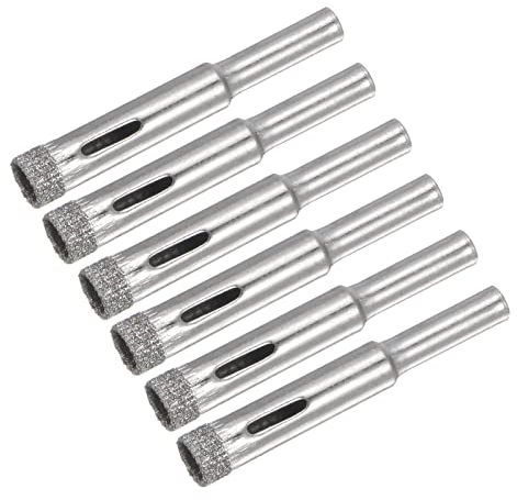 QUARKZMAN 8mm Diamante Trapano Punte x 6pz Seghettato Cavo Core Foro Sega Vetro Piastrella Apri per Ceramica Porcellana Marmo, [Argento Tono]