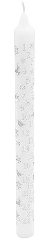 25cm Christmas Advent Candle Tapered Countdown Candle with Robins and Reindeers Decoration White