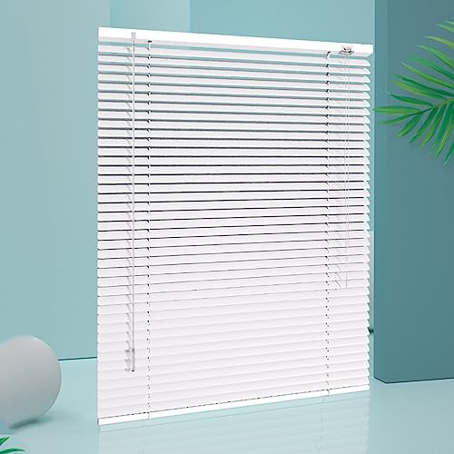 Sh000ad Alu-Jalousie,Weiß Aluminium-Jalousie,Metall Lamellen-Rollo,Sicht- und Sonnenschutz Innen Fensterjalousie,Verdunkelungs-Rollo Für Fenster & Türen,Mit Zubehör,Breite x Höhe (80x150cm)