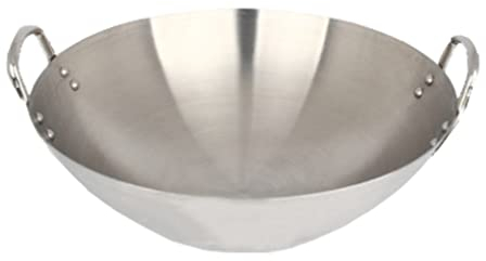 OQHAIR Thickened Non magnetic Stainless Steel Wok for Commercial,multipurpose Fast Heat Conduction Chef Pots Uncoated Non stick Pan Suitable for Gas Cooktops,100cm (B)