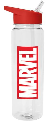 Marvel Wasserflasche (Logo Design) 700ml Plastik Wasserflasche, Jungen Wasserflasche, Kinder Wasserflasche, Marvel Geschenke für Männer, Frauen und Kinder -Offizielles Lizenzprodukt