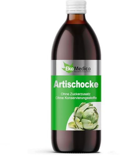 EkaMedica® Artischocke Nahrungsergänzungsmittel mit Cynarin - Natürlich Rein Saft - Ohne Zuckerzusatz Konservierungsstoffe Duftstoffe (500 ml)