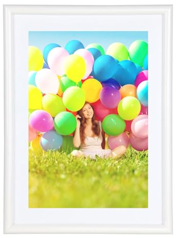 KM FOTO Kunststoffbilderrahmen Classic mit Plexiglas Die perfekte Kombination aus Leichtigkeit und Schutz BD: Farbe: Weiß | Format: 40x50