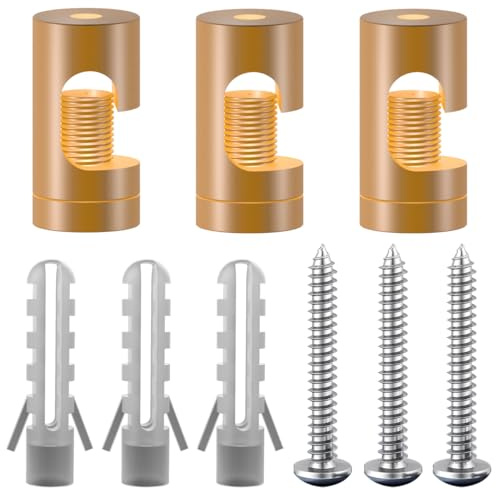 OASHISU Decentratore a J da Soffitto per Cavi [3 pezzi, Lega di alluminio, Oro], Decentratore Cavo Elettrico, Lampadario, Gancio da Soffitto o Parete, Fermacavo