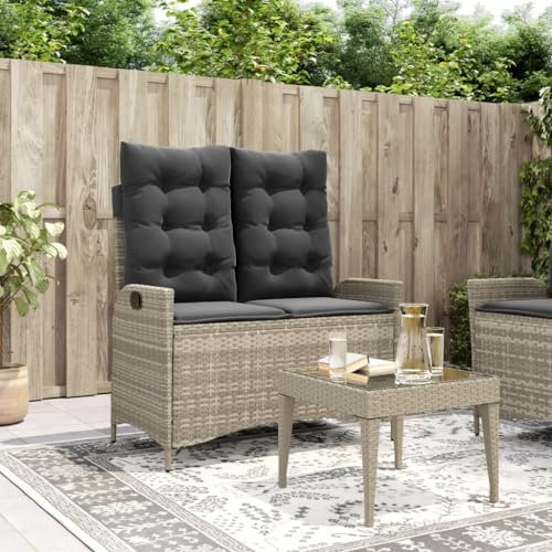 ShGaxin 368241 Poltrona reclinabile da giardino con cuscini in rattan sintetico grigio, Poltrone da cinema, Poltrone Sessuale, Poltrona Tantra Sessuale, Poltrona TV, Poltrona Allattamento