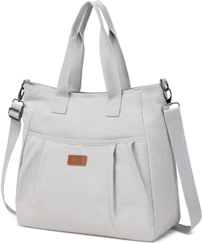 Myhozee Handtasche Damen Canvas Umhängetasche,Taschen Damen Strandtasche Schultertasche Groß Crossover Bag Hobo Tasche für Mädchen (HellGrau)
