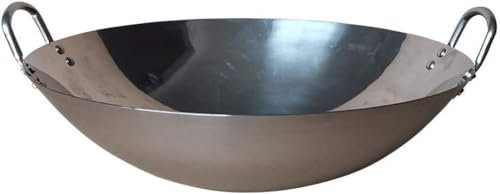 LRTYZBD Padella wok in ghisa, realizzata a mano, antiaderente, con bocca in ferro rivestito, diametro 50 cm
