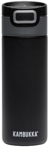 Kambukka Etna 500ml Matte Black | Couvercle étanche 3 en 1, technologie Snapclean, garde le café chaud 5h, compatible porte-gobelet voiture