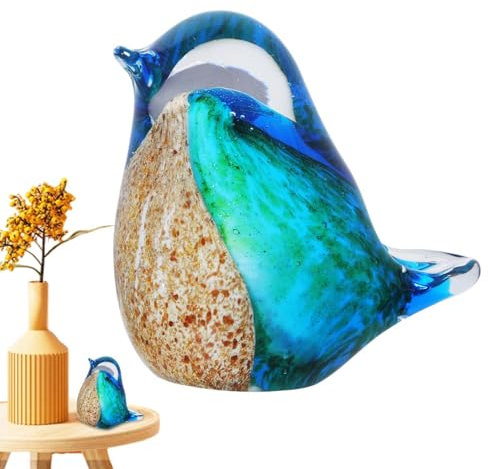 Duroecsain Glasvögel-Figuren, blaues Vogel- | Bluebird-Statue aus mundgeblasenem Glas,Dekorative Blaue Vogel-Tierfigur, handgefertigte Kunstglas-Sammelornamente