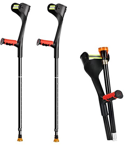 Unterarmgehstützen mit geschlossener Manschette – 1 Paar orthopädische Klappgehgehstützen für Erwachsene, höhenverstellbar und ergonomisches Design