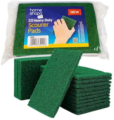HOMESHOPA Heavy Duty Scouring Pads, 20 Pack Multipurpose Kitchen & Household Cleaning Sponge Scrubber Pads for Sink, Dish, Pots & Pan, Non Scratch Reusable Washing Up Scourer