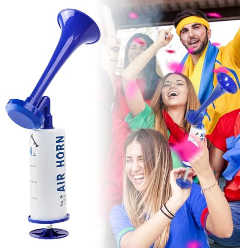 Zimoer Corne de Brume Supporter Manuelle, Klaxon à Air Comprimé, Pompe à Main Air Corne Klaxon Sécurité du Bateau Klaxon de Signalisation pour Football Match, Fête, événements Sportifs (Bleu)