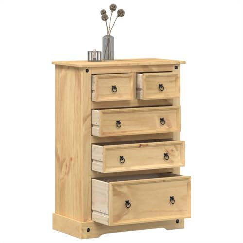 ZEYUAN Kommode Corona 80x43x114 cm Massivholz Kiefer, Kommode, Komodenschrank, Schubladenelement, Schreibtisch Schrank, Kosmetikschrank, Kleine Schrank, Schubladenkommode - 4005671