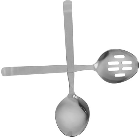 CVNIMV 2 Stück Edelstahllöffel, kleine Servierutensilien, Servierlöffel für das Abendessen, kleine Schlitzlöffel, Servierlöffel für den täglichen Gebrauch, Servierlöff