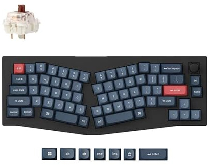 Keychron V8 Max Kabellose Mechanische Tastatur, QMK/VIA Programmierbarer Knopf 2.4 GHz/Bluetooth 5.1/USB, Kompakt, RGB LED, Hot-Swap mit Gateron Brown Switch für Mac Windows Linux - Schwarz