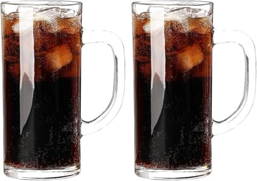 QCKNKMGG Personalised Glass Beer tankard Beer Mug Glass Beer Mugs with Handles Freezable Beer Glasses Reusable Beer Glass Beer Mug Set of 2-12 Ounces Beer Stein