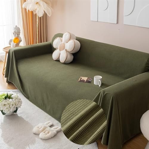 FANSU Sofabezug L Form 1 2 3 4 Sitzer, Jacquard Sofaüberwurf Decke Ecksofa Universelle rutschfeste Weiß Couch Bezug Sofaschoner Sofa Decken Couch Überwürf Einteiliger Sofabezug (180x260cm,Grün)