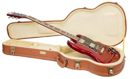 Crossrock Relief Series-Holzkoffer für 335 Style 6-Saiter Semi-Hollow E-Gitarren, mit stark strukturierter Oberfläche, Kunstfell in Nerzoptik, Edelstahlverschlüssen – Redwood (CRW630SARO)