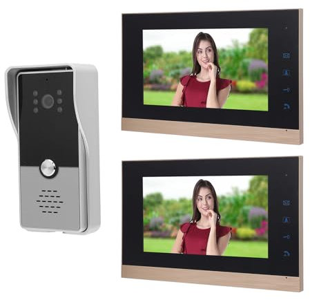 Wired Video Intercom System, 7 Inch Video Doorbell Door Phone System, Supports Unlock Monitoring 2 Way Intercom, for Villa Apartment Home Security (Black Silver)