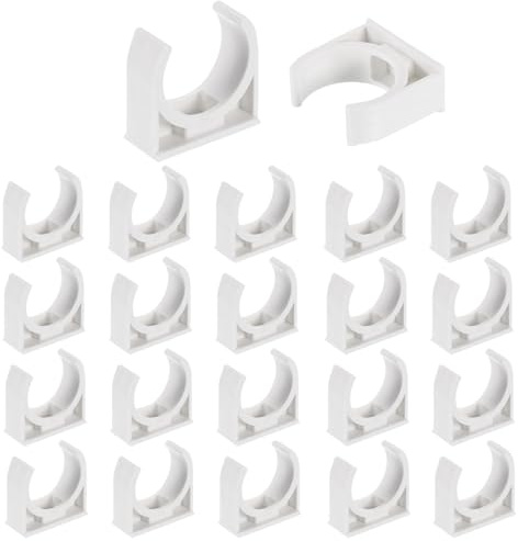 QUARKZMAN 24Pcs Abrazaderas de Tubo de Agua de Pvc, Clips en Forma de U para Mangueras, Hebilla de Tubo de Riego para 25Mm de Diámetro Exterior, Colgador de Manguera, Blanco