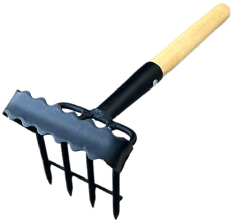 YARNOW Gartenrechen Aus Kleiner Handrechen Mit Holzgriff Zum Graben Und Auflockern Von Erde Für Gras Und Gartenarbeit Verschleißfest Und Praktisch