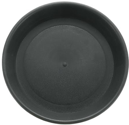 sourcing map Kunststoff-Pflanzen-Untersetzer, 15,5 cm, rund, Blumentopf-Untersetzer, Bodenablaufschale für drinnen und draußen, Pflanzgefäße, grau-schwarz