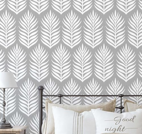 S4Sassy Peel & Stick Vinyl Wallpaper, Chic Palm Leaf Wallpaper Contact Paper Waterproof- Grey, 25x60, Removable Wall Covering for Home Decor in Bedrooms & Living Areas, Renter Spaces, Cabinet