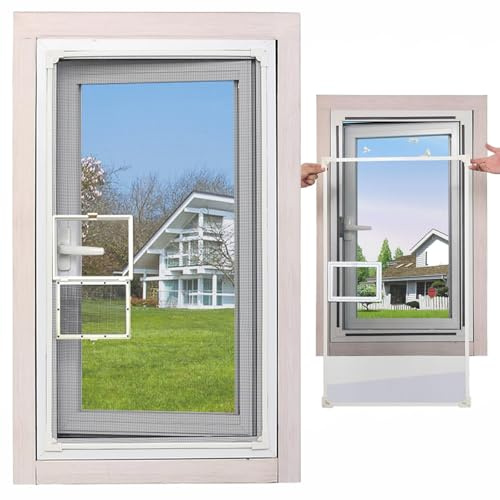 iFCOW Mosquitera magnética para ventana, mosquitera ajustable con ventana pequeña para ventanas, red de ventana de bricolaje para ventanas de hasta 150 x 100 cm