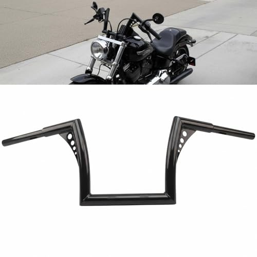 AIRCMT Black 10 Rise Batwing Ape Hanger Handlebar,1-1/4 Diameter Fits Harley Touring & Softail Models 2014-Later Road King, Fat Boy, Fat Bob, Breakout, Freewheeler, FXDR - Size B