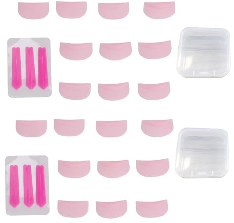 Wimpernzange für Wimpernverlängerung, Make-up-Tools, 3 Größen, Silikon, elastisch, für Schönheitssalon (rosa Pad + rosarotes Abdeckband)