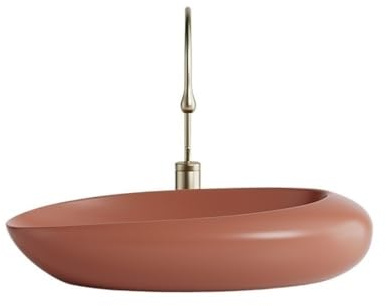 MENGLI-2024 Lavabo Integrato in Ceramica di Forma Ovale, colorato, Moderno, sopra Il Piano Lavandino da appoggio