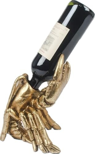 Decorative Lobster Wine Bottle Holder, Gold-Finished, Novelty Bar Accessory