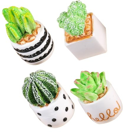 WHAMVOX 4 pièces Ornements Miniatures Cactus Artificiels Lot de Décorations de Plantes Succulentes sans Entretien pour Maison Bureau Voiture