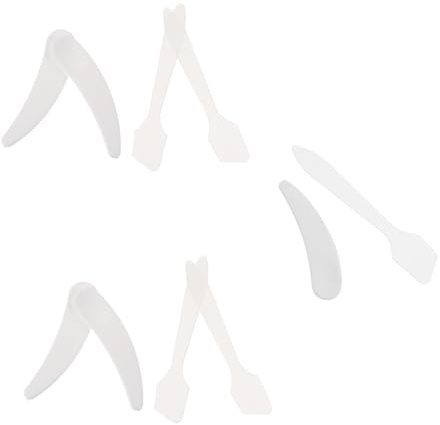 NOLITOY 10 pièces Lot Spatules Croissant Transparente pour Crème Visage Applicateur Cosmétique Courbé pour Mélange et Application Soins de Peau Cuillères Rigides pour Maquillage Facile et