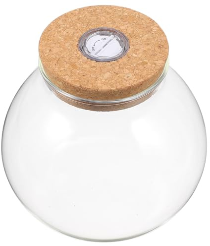 SHINEOFI Pot de Fleurs en Verre Fermeture Hermétique en Liège et Lampe LED, Vase Hydroponique Compact pour Propagation de Plantes D’Intérieur et Espace de Travail Réduit