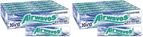 AIRWAVES - Chewing-gum Menthol Extrême sans sucres - Grand format contenant 60 paquets de 10 dragées - 420g