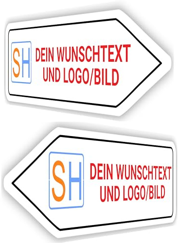 NEU - SCHILDER HIMMEL Pfeilschildpersonalisiert links oder rechts – Wegweiser/Hinweisschild – 5 verschiedene Größen – gut sichtbar, robust und vielseitig einsetzbar – Schild zum Selbstgestalten