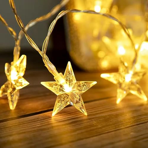 MUCHER 30 LED Star Fairy Lights, USB Powered with Remote Christmas Lights Warm White Star String Lights for Indoor Outdoor Wedding Bedroom Patio Decorations