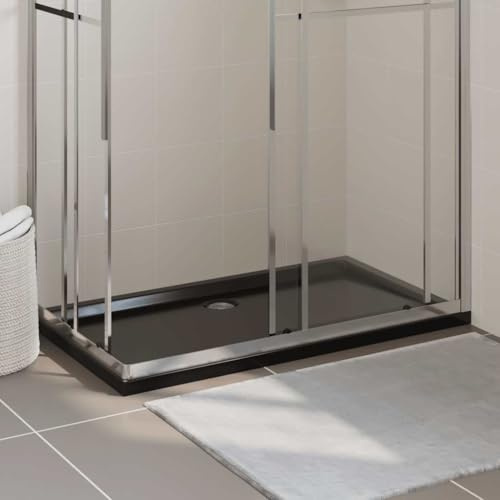 Piatto doccia 70 x 120 cm, rettangolare, nero, piatto doccia piatto in ABS rinforzato con fibra di vetro, tappetino antiscivolo per vasca da bagno