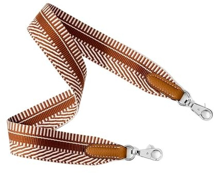 YMYGCC Canvasväska rem för crossbody lyx kvinnor breda axelremmar ersättning sadelgjord väska rem tillbehör, Brun silverkrok, Length110cm Width3.8