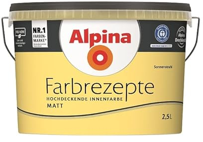 Alpina Wandfarbe, Farbrezepte 2,5 Liter Sonnenstrahl Matt, hochdeckende Farbe