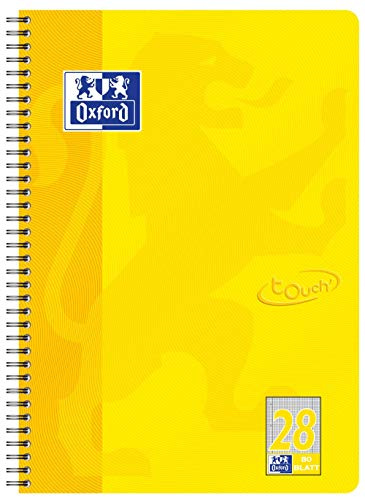 Oxford Touch Collegeblock A4 kariert mit Doppelrand, 80 Blatt, gelb