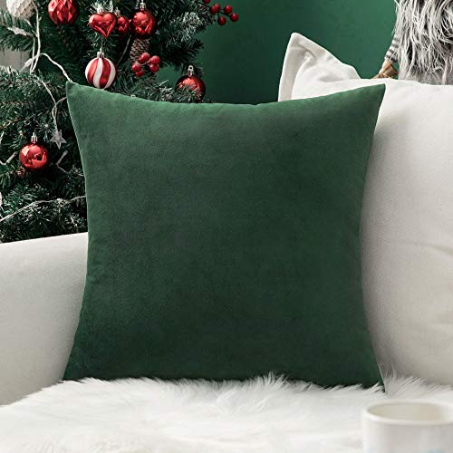 MIULEE Kissenbezug 60x60 cm samtkissen couchkissen Dunkelgrün | Kissenhülle Dekorative Dekokissen Sofakissen Wurfkissenbezug mit Verstecktem Reißverschluss Sofa Schlafzimmer