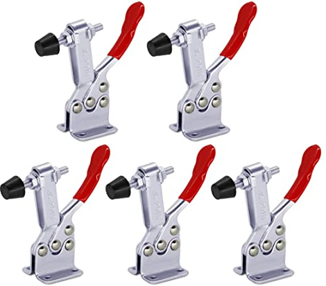 Lot de 5 pinces à bascule avec loquet anti-glissement rouge 201B - Capacité de maintien - Antidérapant horizontale - À libération rapide - Outil de serrage robuste